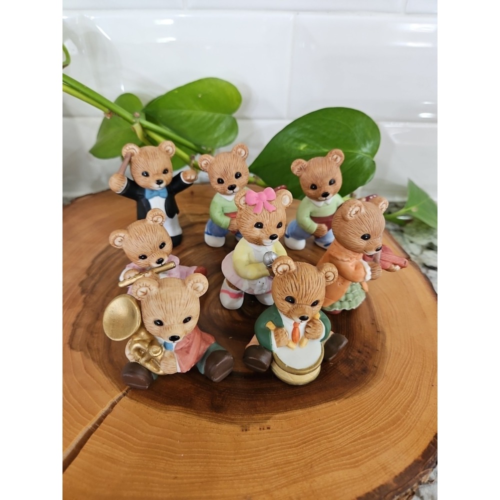 Homco Music Band Bears #1422 Set of 8 Porcelain Figurines w/ instruments - Picture 1 of 9